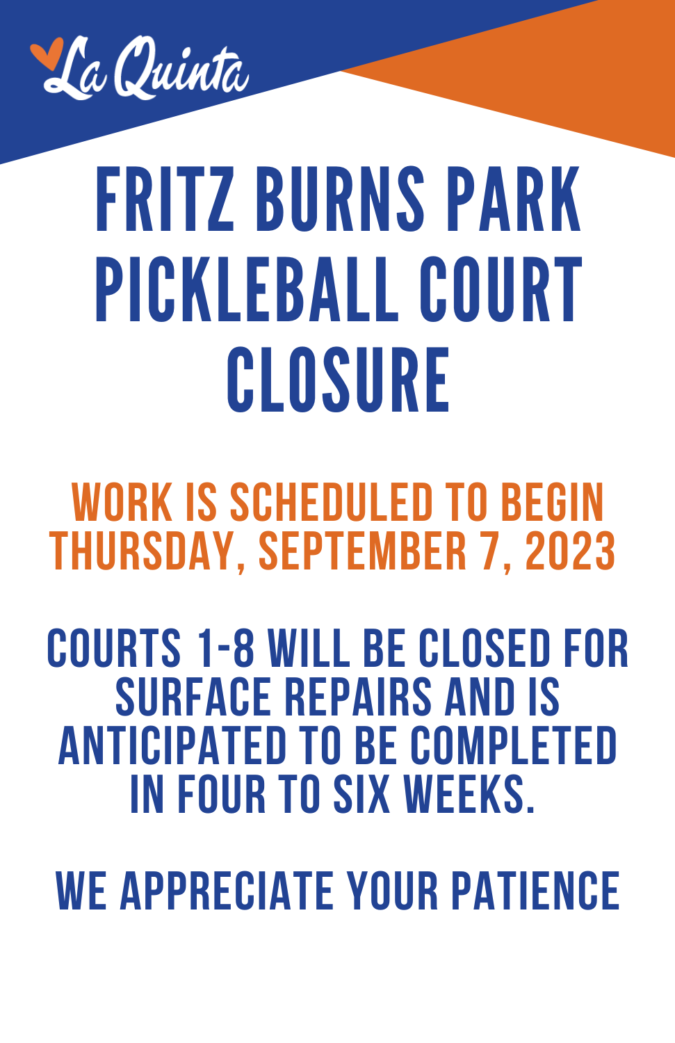 Fritz Burns Pickleball Closure