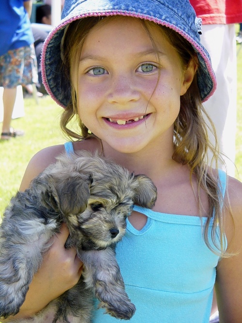 Girl with puppy