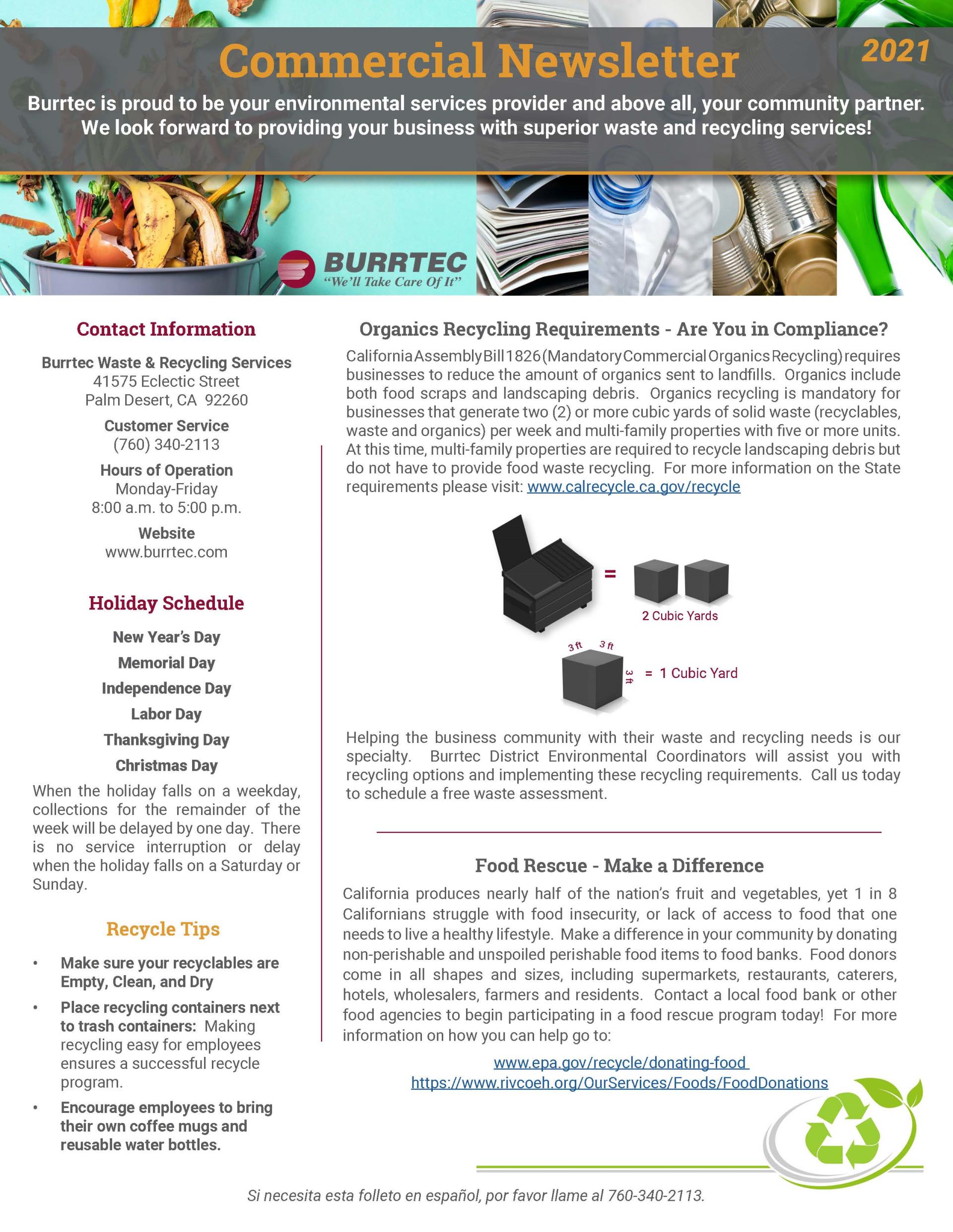 Burrtec Commercial Newsletter 2021