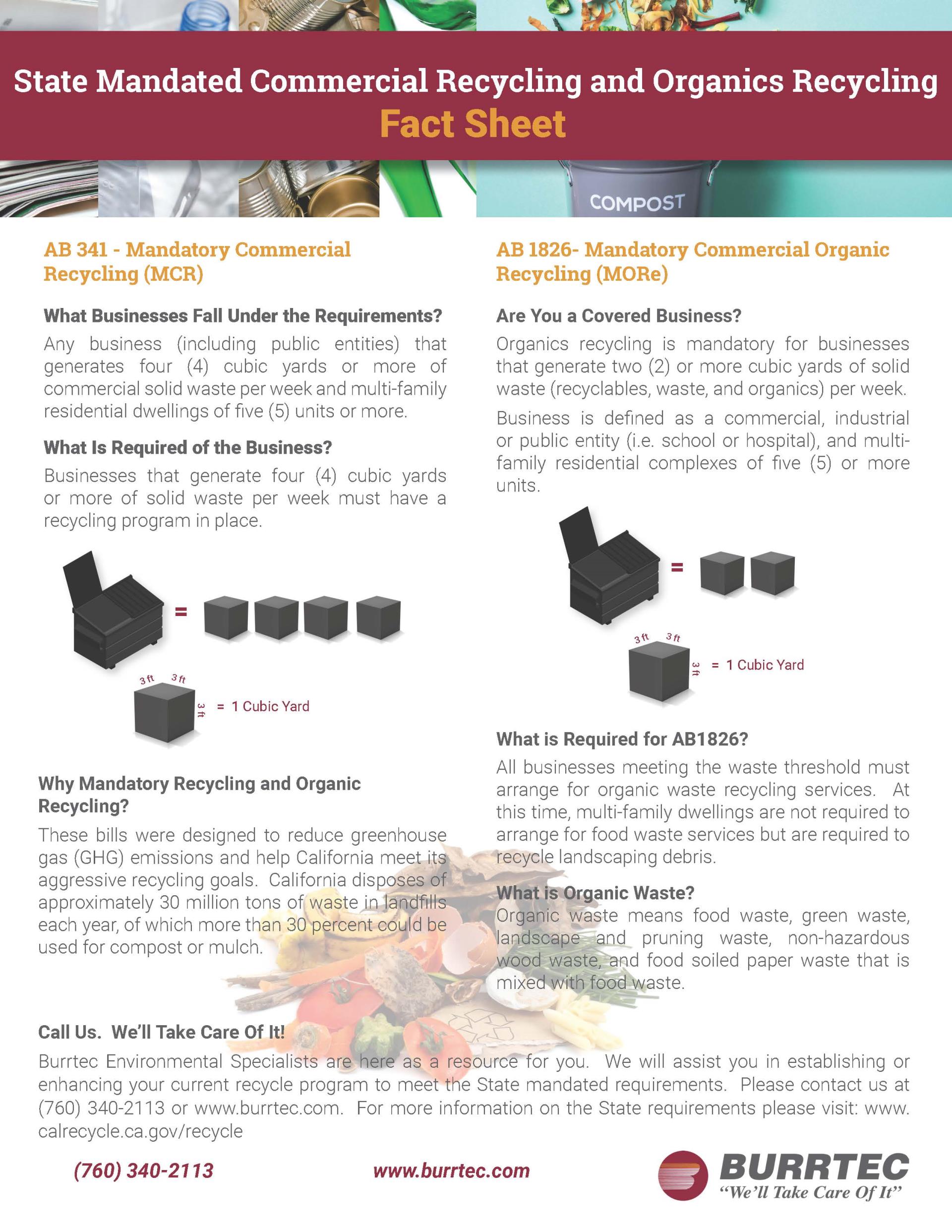 Burrtec Commercial Recycling Fact Sheet