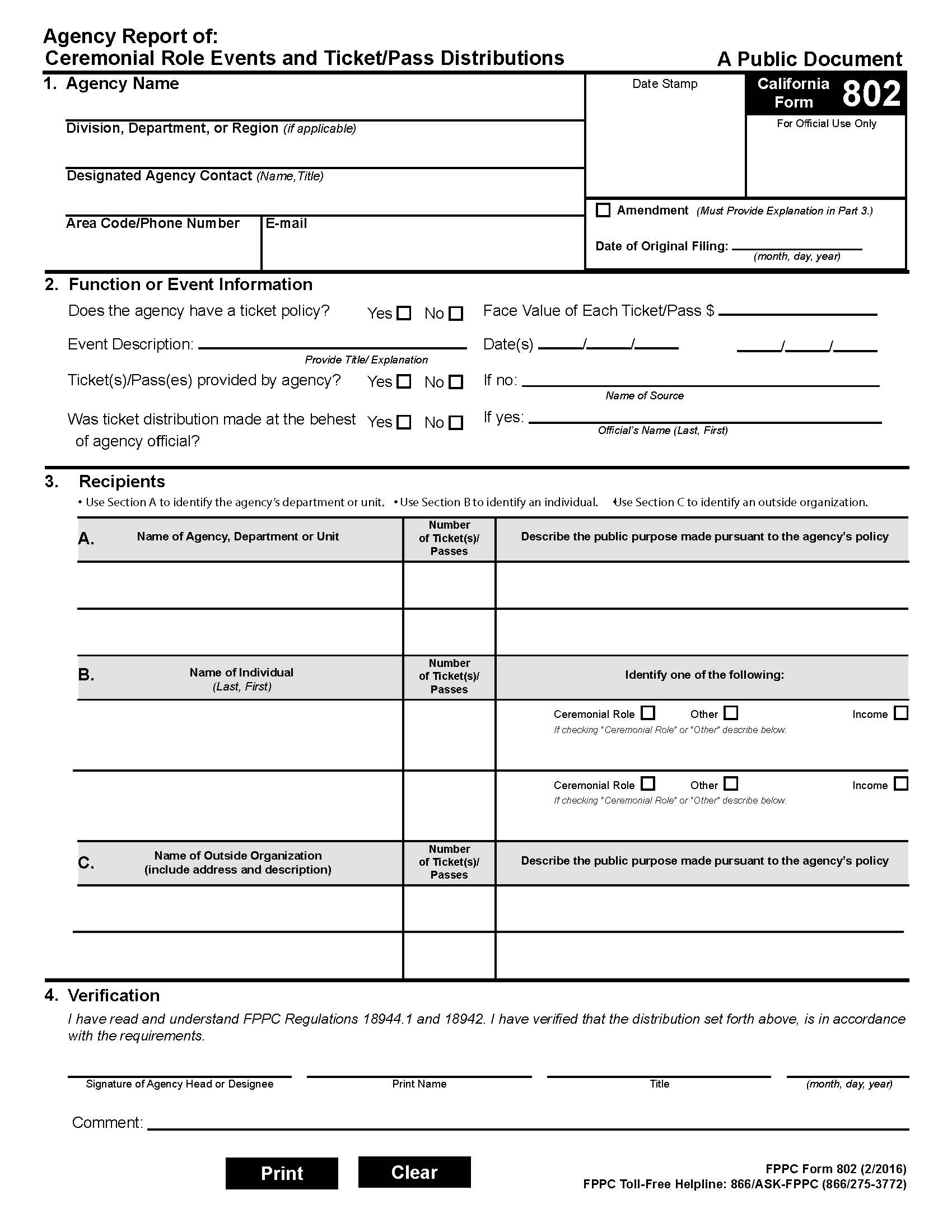 FPPC Form 802